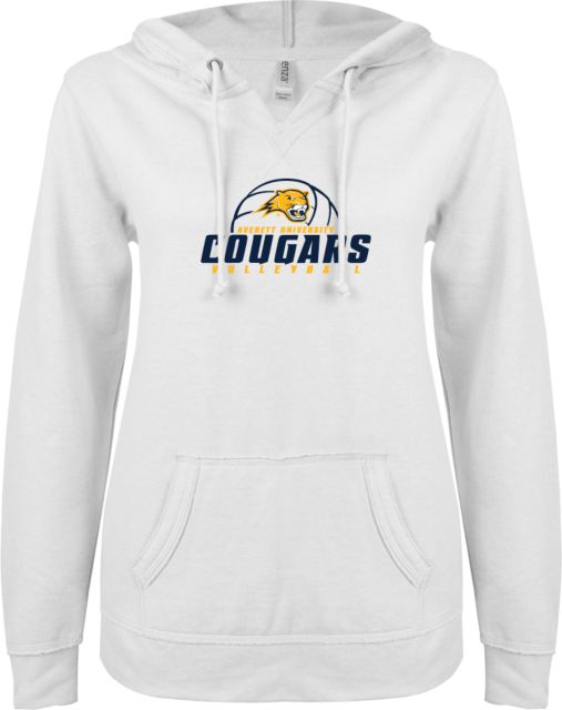 Averett ENZA Ladies V Notch Raw Edge Fleece Hoodie Volleyball - ONLINE ONLY