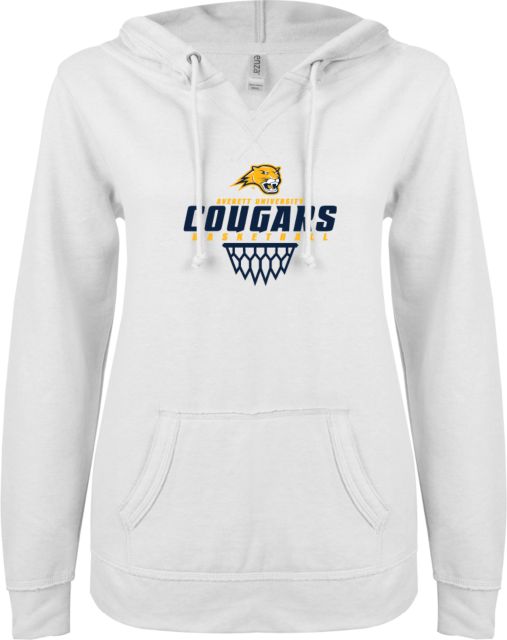 Averett ENZA Ladies V Notch Raw Edge Fleece Hoodie Basketball - ONLINE ONLY