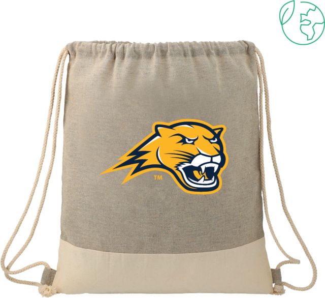 Averett Split Recycled Cotton Drawstring Bag Cougar Head - ONLINE ONLY