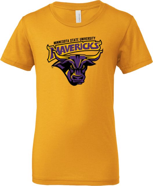 MSU Mankato Bella + Canvas Youth Jersey T Shirt Mavericks Steer with Wordmark - ONLINE ONLY