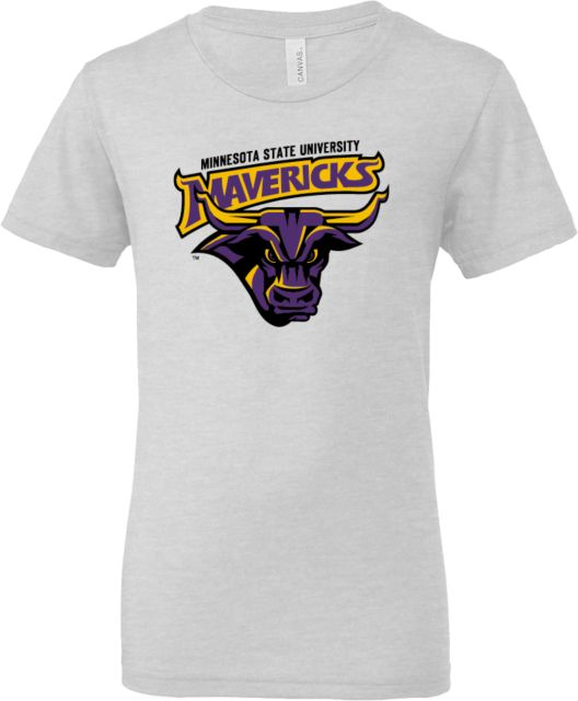 MSU Mankato Bella + Canvas Youth Jersey T Shirt Mavericks Steer with Wordmark - ONLINE ONLY
