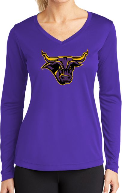 MSU Mankato Womens Performance Long Sleeve V Neck Shirt Mavericks Steer - ONLINE ONLY