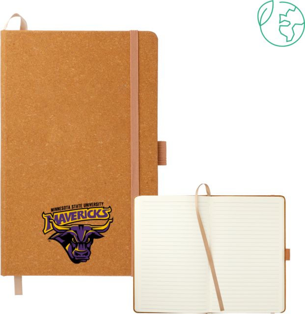 MSU Mankato 5.5 x 8.5 Natural FSC Mix Recycled Leather Bound Journal Mavericks Steer With Wordmark - ONLINE ONLY