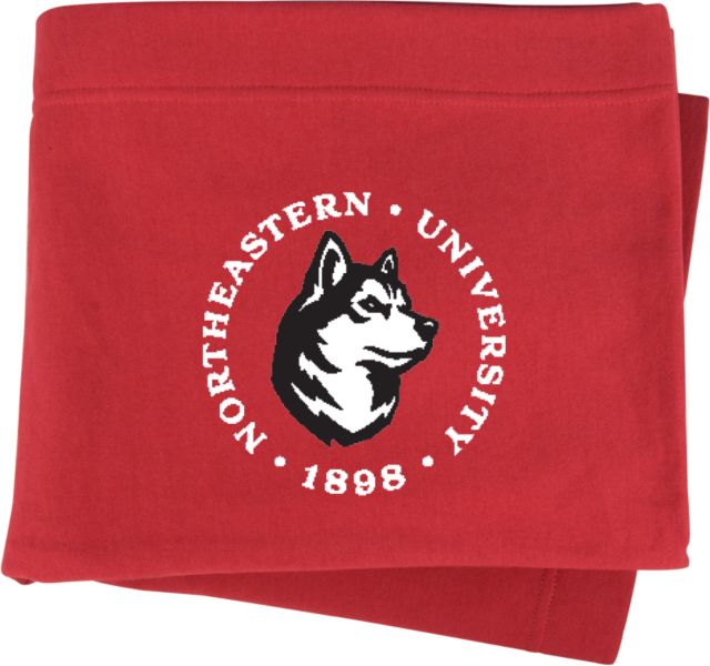 Northeastern Sweatshirt Blanket Northeastern Ring Lockup King Husky - ONLINE ONLY