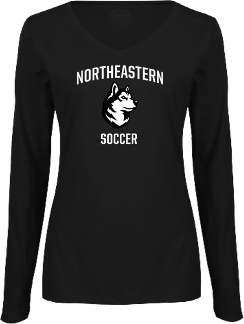 Northeastern Womens Long Sleeve V Neck Tee  Northeastern Soccer - ONLINE ONLY