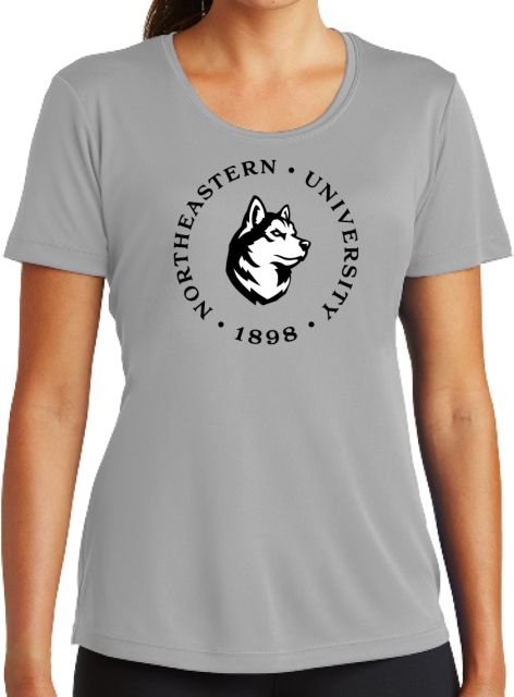 Northeastern Womens Performance Short Sleeve Tee Northeastern Ring Lockup King Husky - ONLINE ONLY