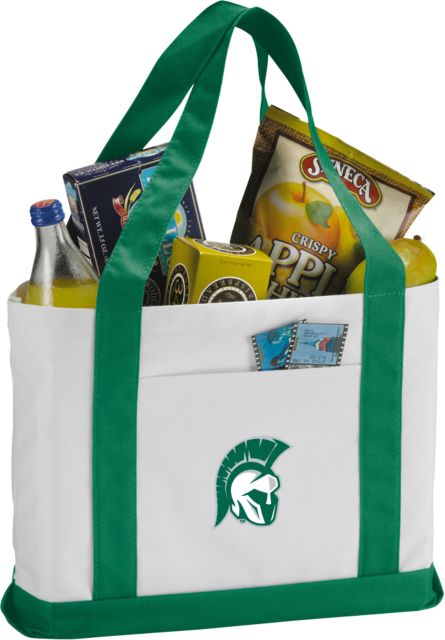 Illinois Wesleyan Contender White/Green Canvas Tote Head Mark - ONLINE ONLY
