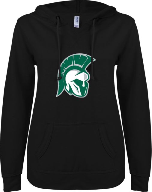 Illinois Wesleyan ENZA Ladies V Notch Raw Edge Fleece Hoodie Head Mark - ONLINE ONLY