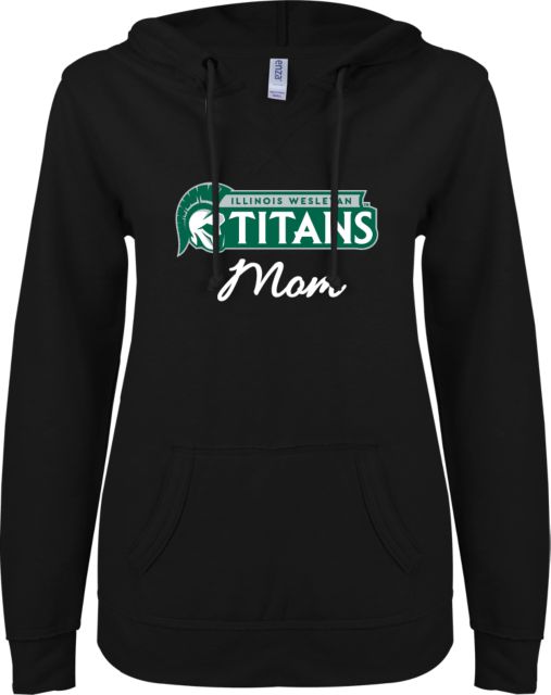 Illinois Wesleyan ENZA Ladies V Notch Raw Edge Fleece Hoodie Mom - ONLINE ONLY