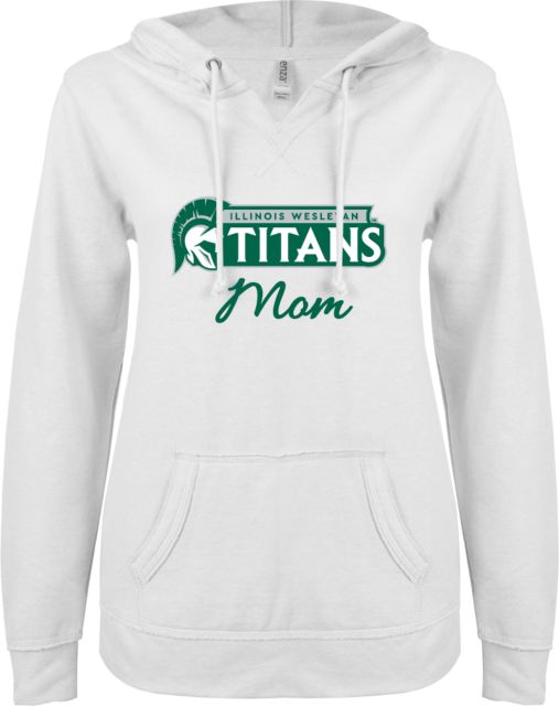 Illinois Wesleyan ENZA Ladies V Notch Raw Edge Fleece Hoodie Mom - ONLINE ONLY