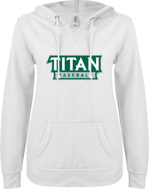 Illinois Wesleyan ENZA Ladies V Notch Raw Edge Fleece Hoodie Baseball - ONLINE ONLY