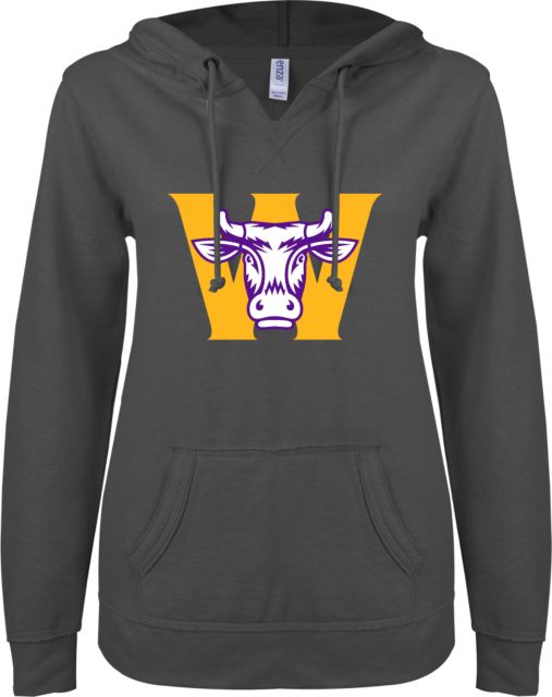 Williams College ENZA Womens V Notch Raw Edge Fleece Hoodie W Ephelia Head - ONLINE ONLY