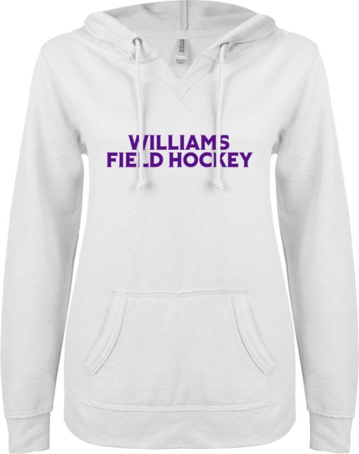 Williams College ENZA Womens V Notch Raw Edge Fleece Hoodie Williams Field Hockey - ONLINE ONLY