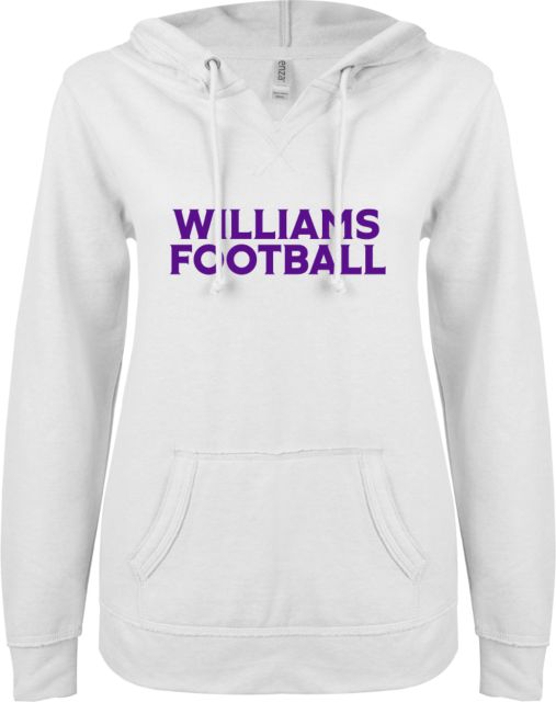Williams College ENZA Womens V Notch Raw Edge Fleece Hoodie Williams Football - ONLINE ONLY