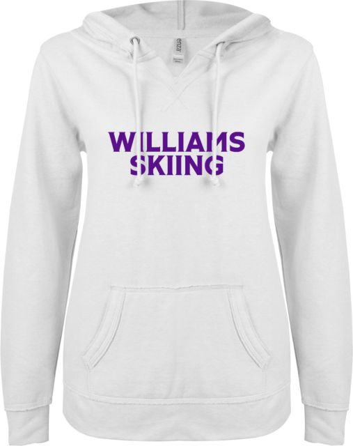Williams College ENZA Womens V Notch Raw Edge Fleece Hoodie Williams Skiing - ONLINE ONLY
