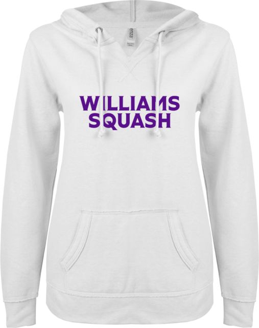 Williams College ENZA Womens V Notch Raw Edge Fleece Hoodie Williams Squash - ONLINE ONLY