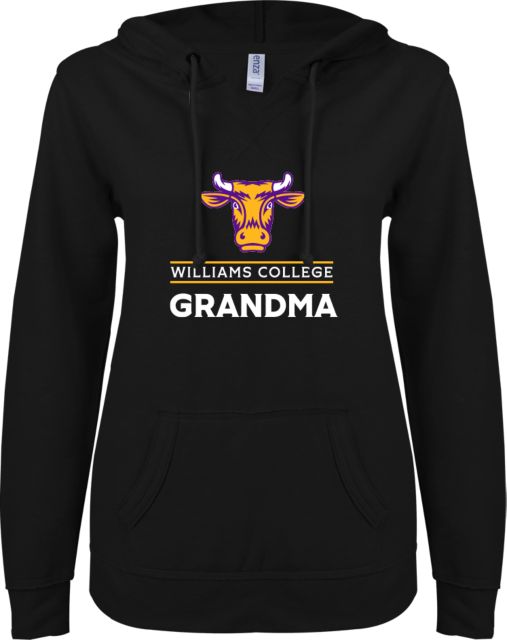 Williams College ENZA Womens V Notch Raw Edge Fleece Hoodie Grandma Williams - ONLINE ONLY