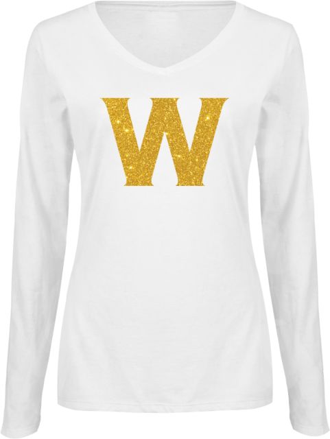 Williams College Womens Long Sleeve V Neck Tee Black E Lilac Soft Glitter - ONLINE ONLY