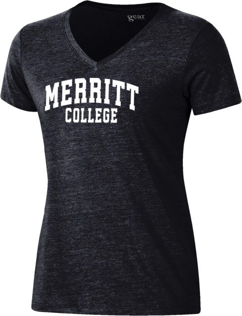 Merritt College Gear Womens Triblend VNeck Tee Arched Merritt College