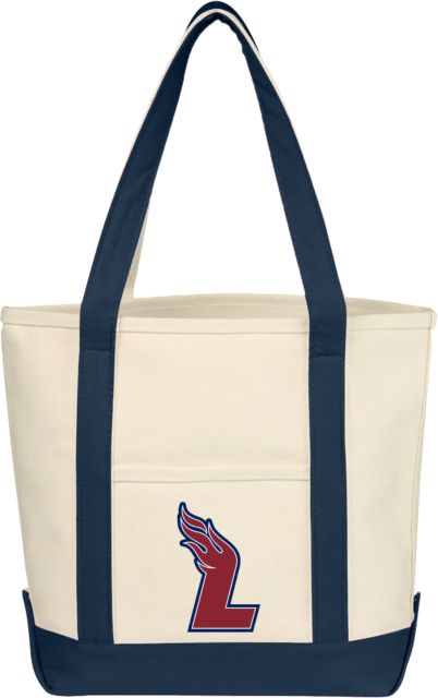 Lee University Cotton Canvas Natural/Navy Tote Bag Primary Mark - ONLINE ONLY