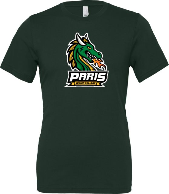 Paris Junior College Bella + Canvas Forest Green Jersey Cotton T Shirt Dragon w Wordmark - ONLINE ONLY