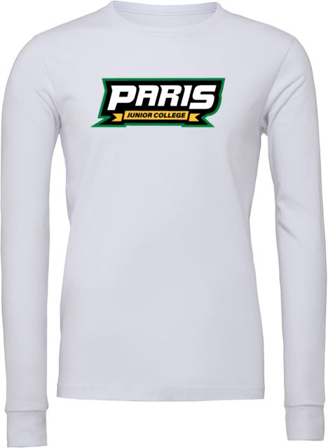 Paris Junior College Bella + Canvas Jersey Cotton Long Sleeve T Shirt Paris Junior College Wordmark - ONLINE ONLY