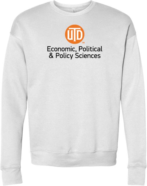 UT Dallas Bella + Canvas Fleece Crew UTD - Economic Political & Policy Sciences Stacked - ONLINE ONLY