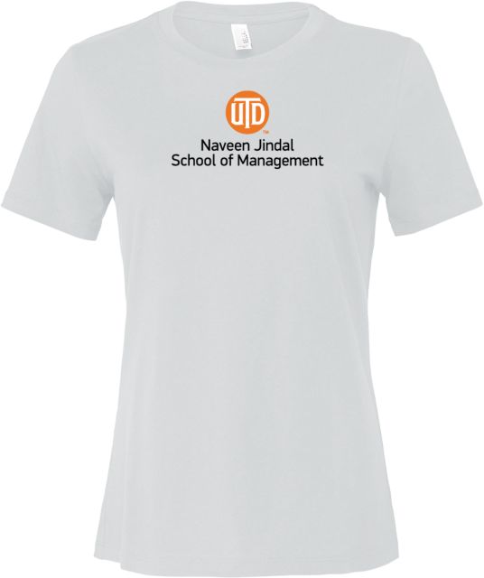 UT Dallas Bella + Canvas Womens Relaxed Cotton T Shirt UTD - Naveen Jindal School of Management Stacked - ONLINE ONLY