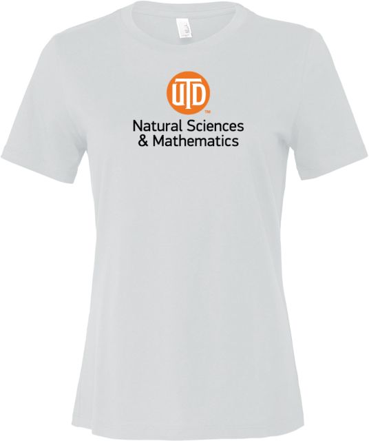 UT Dallas Bella + Canvas Womens Relaxed Cotton T Shirt UTD - Natural Sciences & Mathematics Stacked - ONLINE ONLY