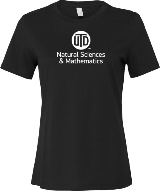 UT Dallas Bella + Canvas Womens Relaxed Cotton T Shirt UTD - Natural Sciences & Mathematics Stacked - ONLINE ONLY