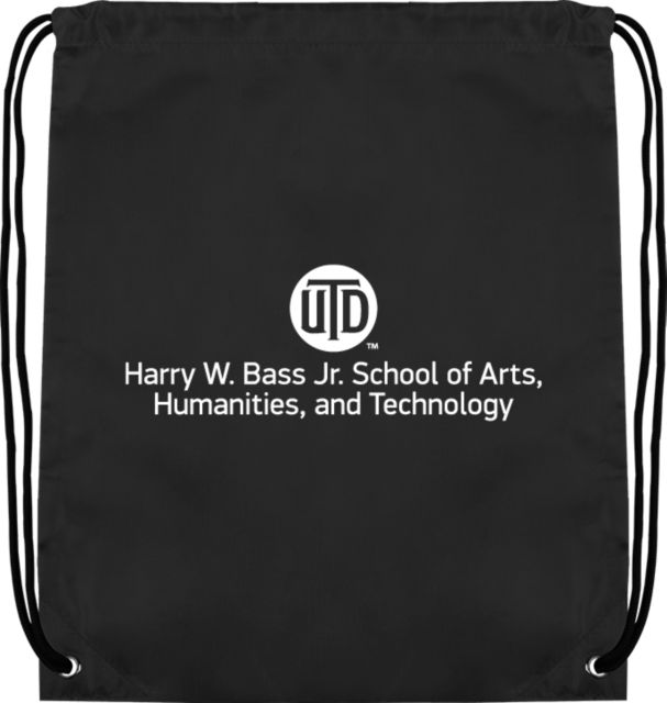 UT Dallas Drawstring Backpack UTD - Harry W Bass Jr School of Arts Humanities and Technology Stacked - ONLINE ONLY