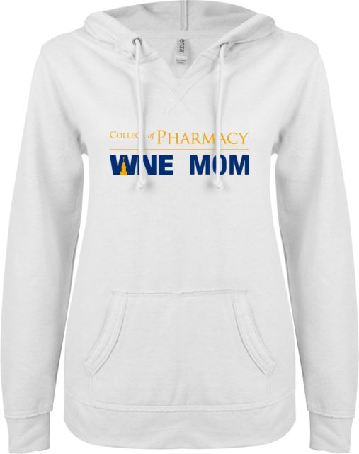 Western New England ENZA Ladies V Notch Raw Edge Fleece Hoodie College of Pharmacy Mom - ONLINE ONLY