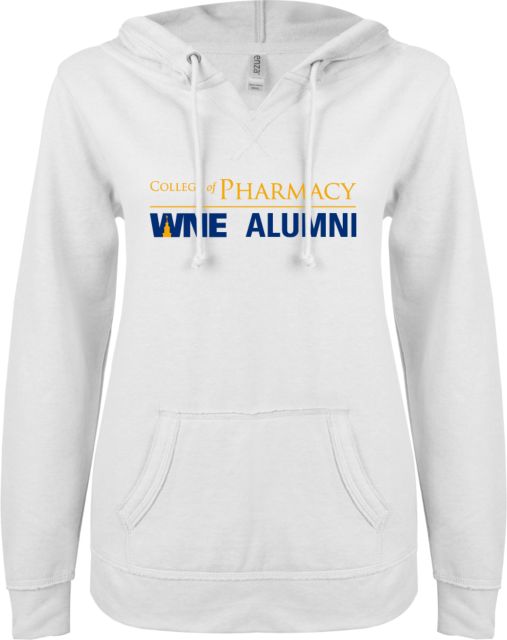 Western New England ENZA Ladies V Notch Raw Edge Fleece Hoodie College of Pharmacy Alumni - ONLINE ONLY
