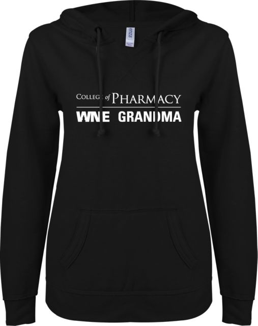 Western New England ENZA Ladies V Notch Raw Edge Fleece Hoodie College of Pharmacy Grandma - ONLINE ONLY