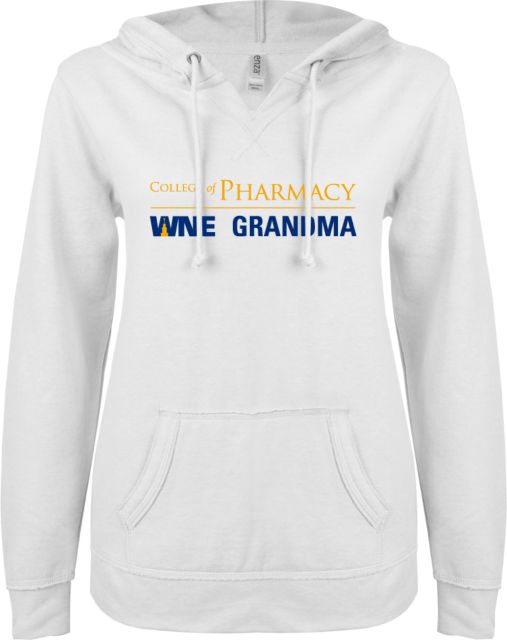 Western New England ENZA Ladies V Notch Raw Edge Fleece Hoodie College of Pharmacy Grandma - ONLINE ONLY
