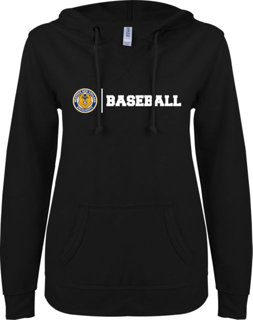Western New England ENZA Ladies V Notch Raw Edge Fleece Hoodie Baseball - ONLINE ONLY