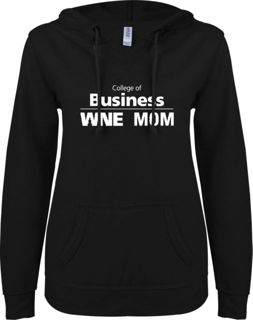 Western New England ENZA Ladies V Notch Raw Edge Fleece Hoodie College of Business Mom - ONLINE ONLY