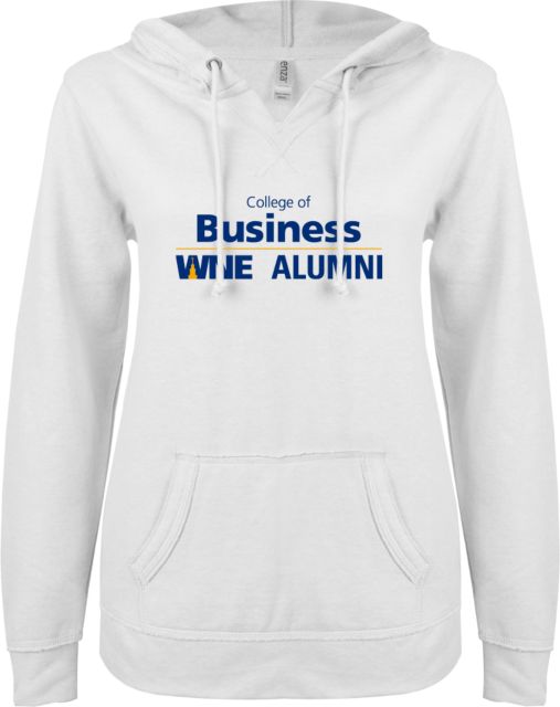 Western New England ENZA Ladies V Notch Raw Edge Fleece Hoodie College of Business Alumni - ONLINE ONLY