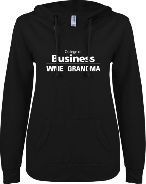 Western New England ENZA Ladies V Notch Raw Edge Fleece Hoodie College of Business Grandma - ONLINE ONLY