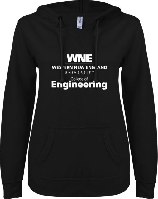 Western New England ENZA Ladies V Notch Raw Edge Fleece Hoodie College of Engineering - ONLINE ONLY
