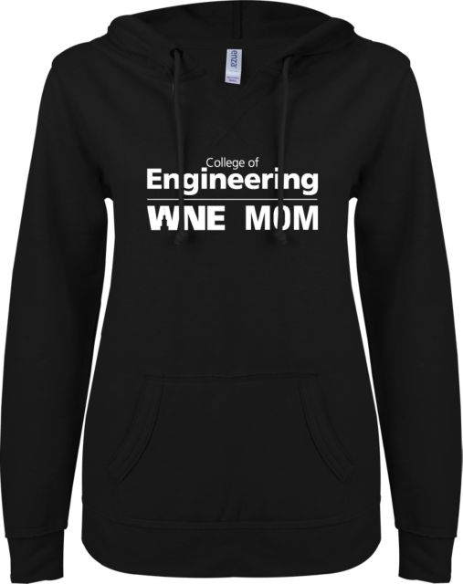 Western New England ENZA Ladies V Notch Raw Edge Fleece Hoodie College of Engineering Mom - ONLINE ONLY