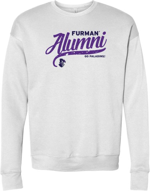 Furman Bella + Canvas Fleece Crew Furman Alumni - Distressed Script - ONLINE ONLY