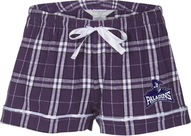 Furman Boxercraft Womens Flannel Shorts Furman Paladins Mascot Mark - ONLINE ONLY