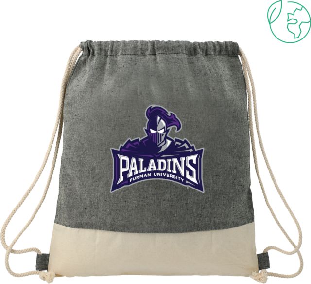 Furman Split Recycled Cotton Drawstring Bag Furman Paladins Mascot Mark - ONLINE ONLY