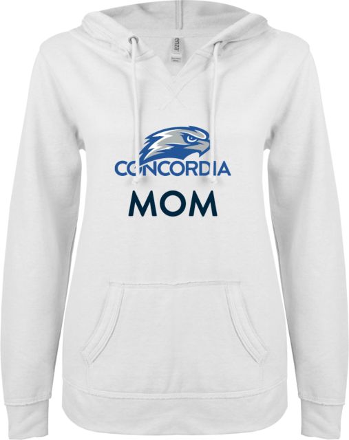 Concordia WI ENZA Ladies V Notch Raw Edge Fleece Hoodie Mom - ONLINE ONLY