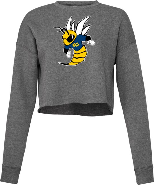 Fullerton College Bella + Canvas Womens Deep Cropped Fleece Crew FC Hornet - ONLINE ONLY