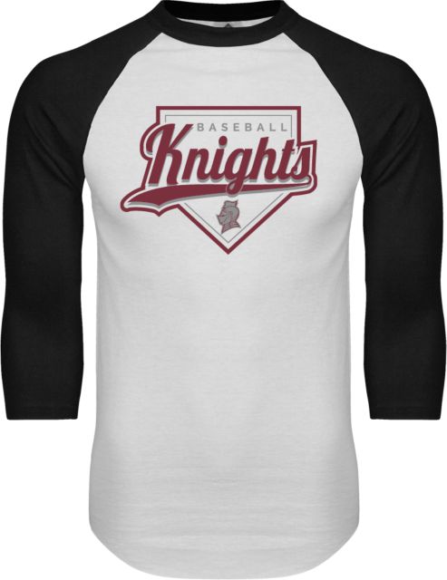 Bellarmine Raglan Baseball T Shirt Knights Baseball Script w Plate ONLINE ONLY