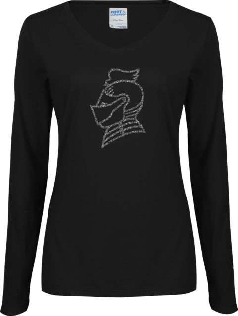 Bellarmine Ladies Long Sleeve V Neck Tee Knight Head Glitter - ONLINE ONLY