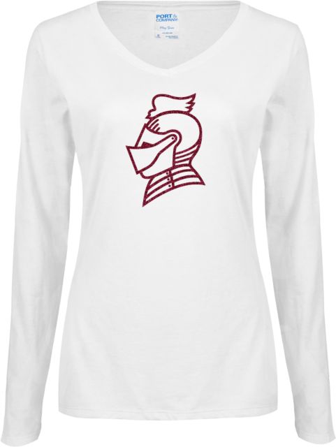 Bellarmine Ladies Long Sleeve V Neck Tee Knight Head Glitter - ONLINE ONLY