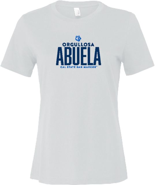 Cal State San Marcos Bella + Canvas Womens Relaxed Cotton T Shirt Cal State San Marcos Orgullosa Abuela - ONLINE ONLY